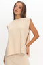 Homebody Side Slit Ribbed Knit Top Oat