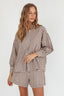 Weekends Away Long Sleeve Button Top Brown Check