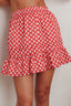 Danessa Frill Hem Pintuck Skirt Floral Red