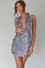 Zurie Plunging Halter Mini Dress Sequin Silver