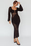 Zizi Long Sleeve Crochet Maxi Dress Black