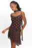Anaisa Asymmetric Hem Mini Dress Polka Dot Chocolate