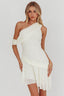 Anaisa One-Shoulder Draped Mini Dress Cream