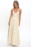 Enchanted Leaf Floral Print A-Line Maxi Dress Yellow