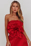 Count Down Rose Feature Strapless Top Red