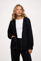 Core Fleece Two Way Zip Hoodie | Black
