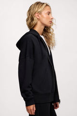 Core Fleece Two Way Zip Hoodie | Black