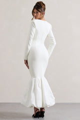 London | Cream Sweetheart Maxi Dress With Volume Hem