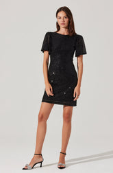 Lbruh Sequin Flutter Sleeve Mini Dress
