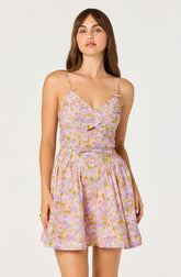 Inixyf Isha Floral Sweetheart Mini Dress with Belt