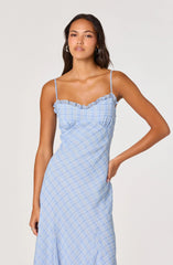 Inixyf Maeryn Plaid Ruffle Trim Maxi Dress