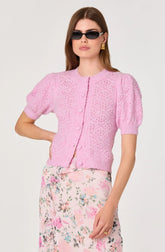 Inixyf Kaydence Puff Sleeve Bobble Stitch Cardigan