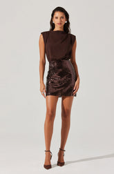 Lbruh Sequin Mixed Media Mini Dress