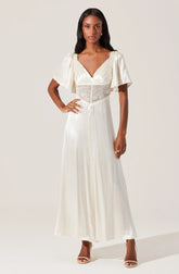 Lbruh Aurelia Satin V-Neck Midi Dress