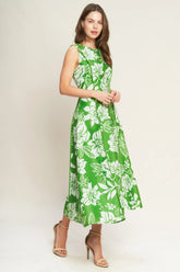 GARDEN GODDESS GREEN MIDI DRESS