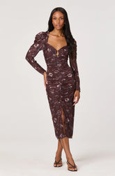 Lbruh Ruched Mesh Midi Dress