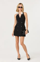 Lbruh Perah Halter Tuxedo Mini Dress