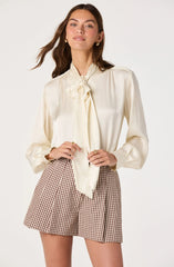 Inixyf Marbry High Neck Tie Detail Top