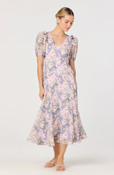 Lbruh Jessenia Floral Puff Sleeve Midi Dress