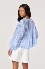 Inixyf Ericka Striped Balloon Sleeve Blouse
