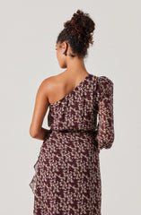 Lbruh Calista Floral One Shoulder Midi Dress