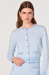 Inixyf Marian Jeweled Button Plaid Cardigan