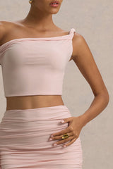 Ariel | Light Pink Twisted Asymmetric Crop Top