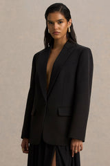 Katherine | Black Plunge-Neck Oversized Blazer