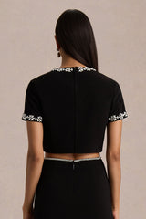 Salma | Black Hand-Embellished Top
