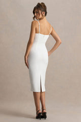 Baylor | White Midi-Dress With Removable Cape