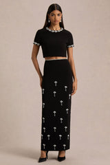Salma | Black Hand-Embellished Top
