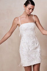 Paulina | White Embellished Bandeau Mini Dress