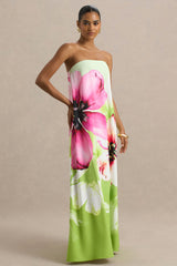 Ellery | Lime Floral Print Bandeau Maxi Dress