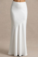 Lilah | Cream Satin Maxi Skirt