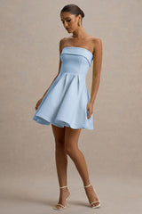 Bruna | Powder Blue Bandeau Skater Mini Dress