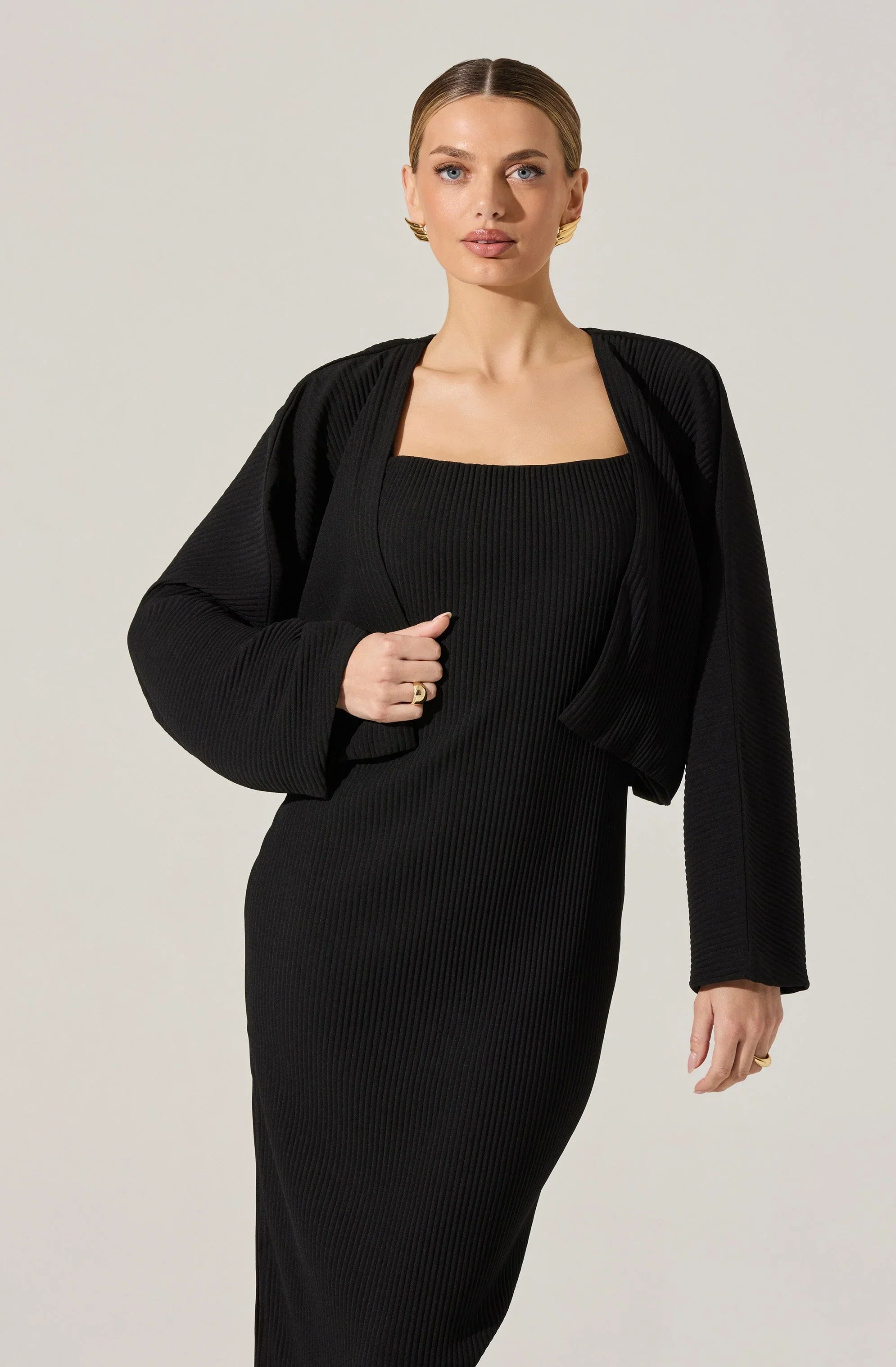 Lbruh Ribbed Midi Dress & Shrug Set
