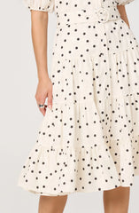 Inixyf Minnie Polka Dot Tiered Midi Dress