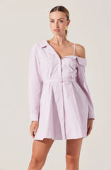 Lbruh Aveni Off Shoulder Mini Shirt Dress