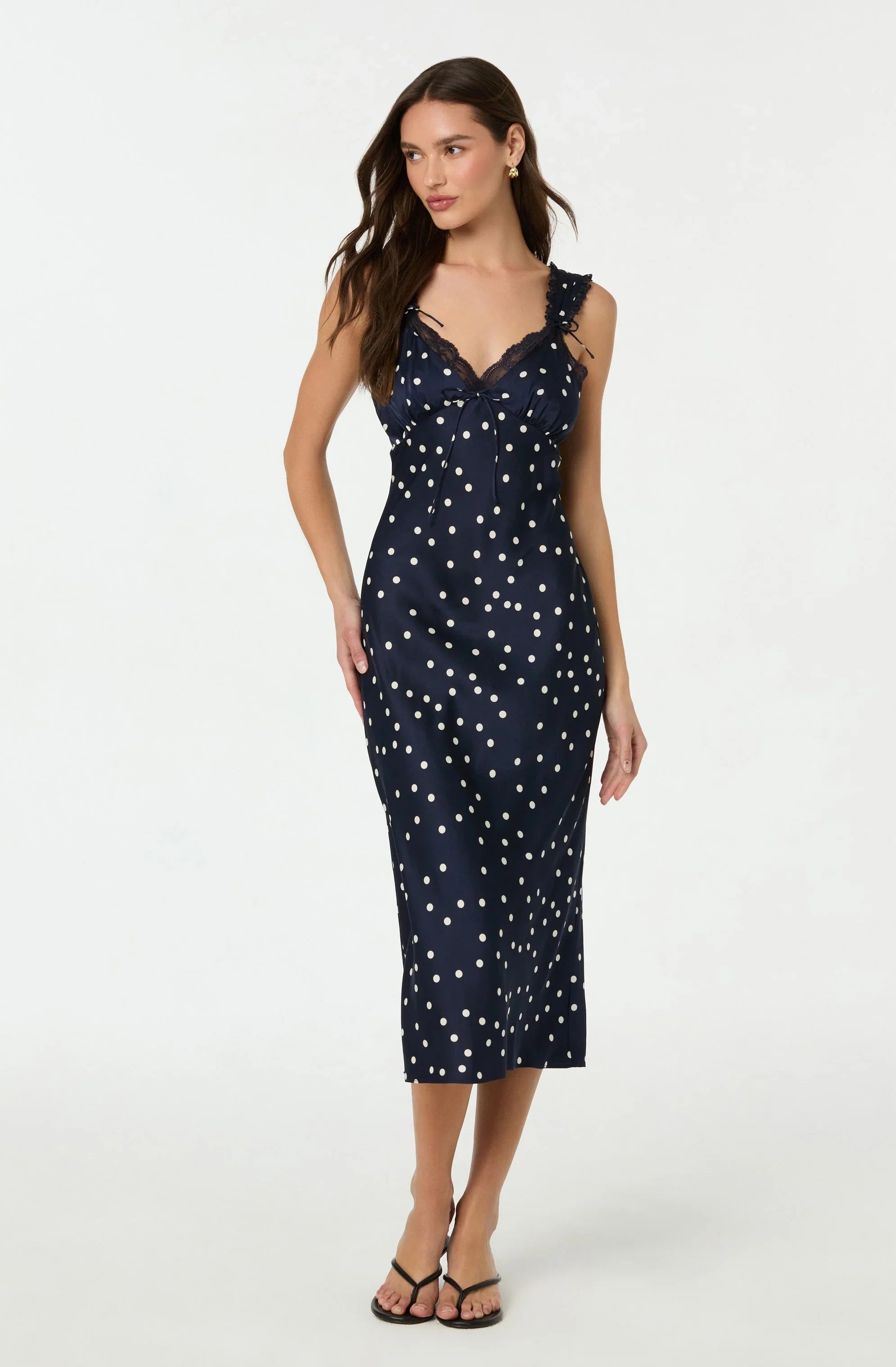 Lbruh Lace Trim Midi Slip Dress