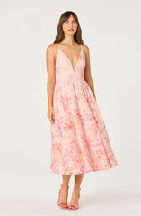 Inixyf Janna Floral Plunge Midi Dress