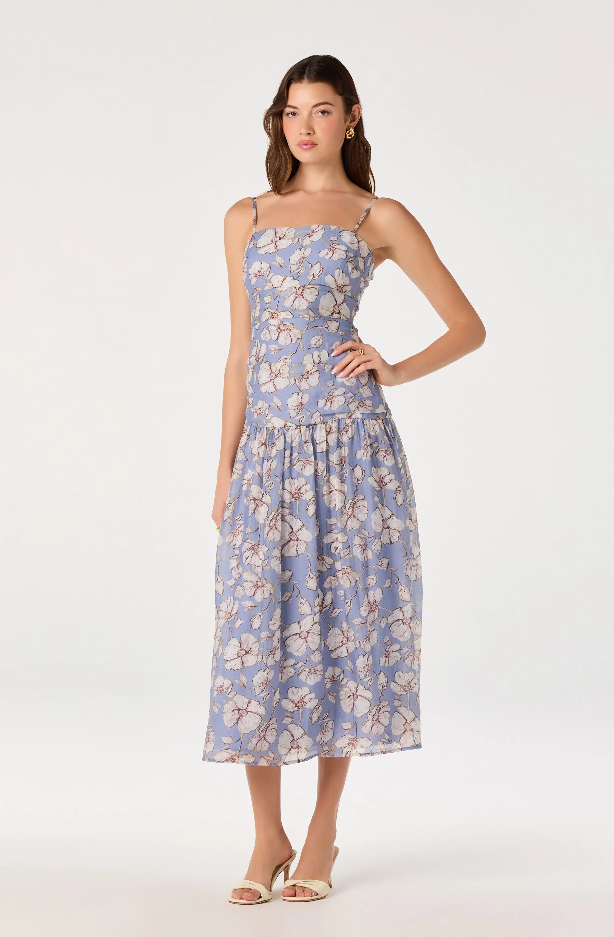 Inixyf Ava Floral Pleated Midi Dress