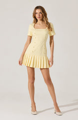 Lbruh Pleated Button Mini Dress