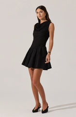 Lbruh Cowl Neck Mixed Media Mini Dress
