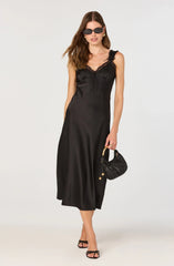 Lbruh Lace Trim Satin Slip Midi Dress