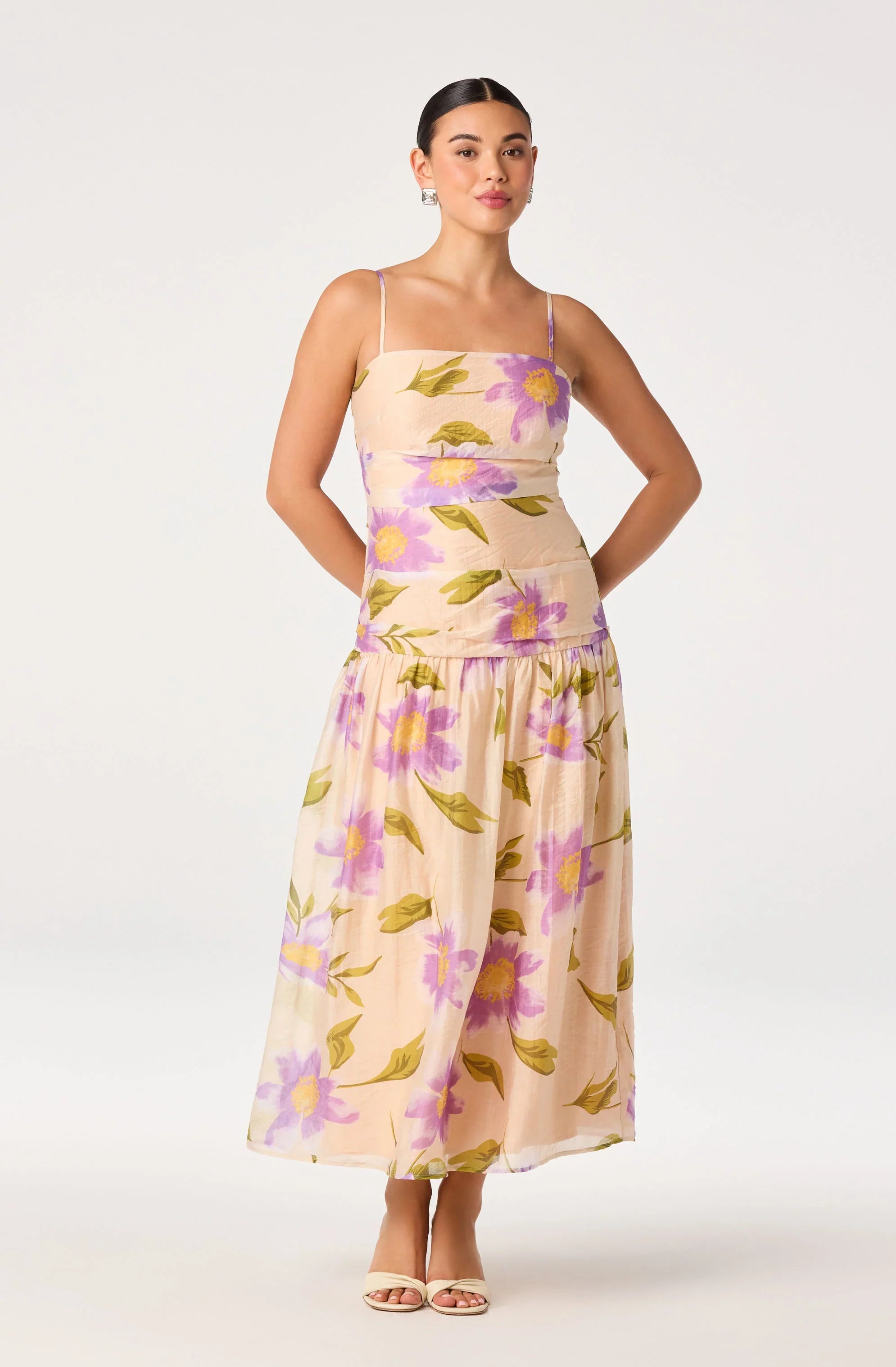 Inixyf Ava Floral Pleated Midi Dress