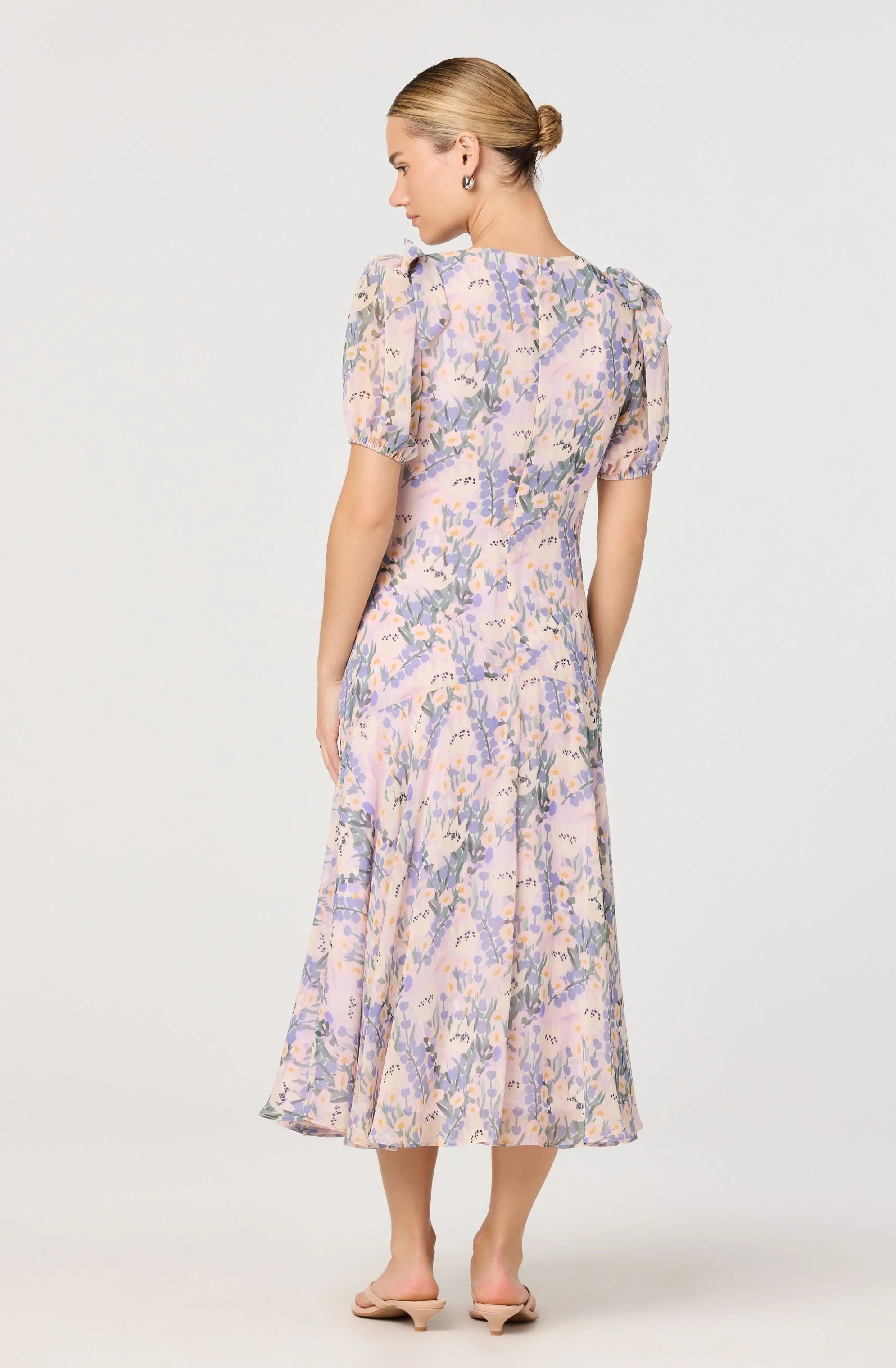 Lbruh Jessenia Floral Puff Sleeve Midi Dress