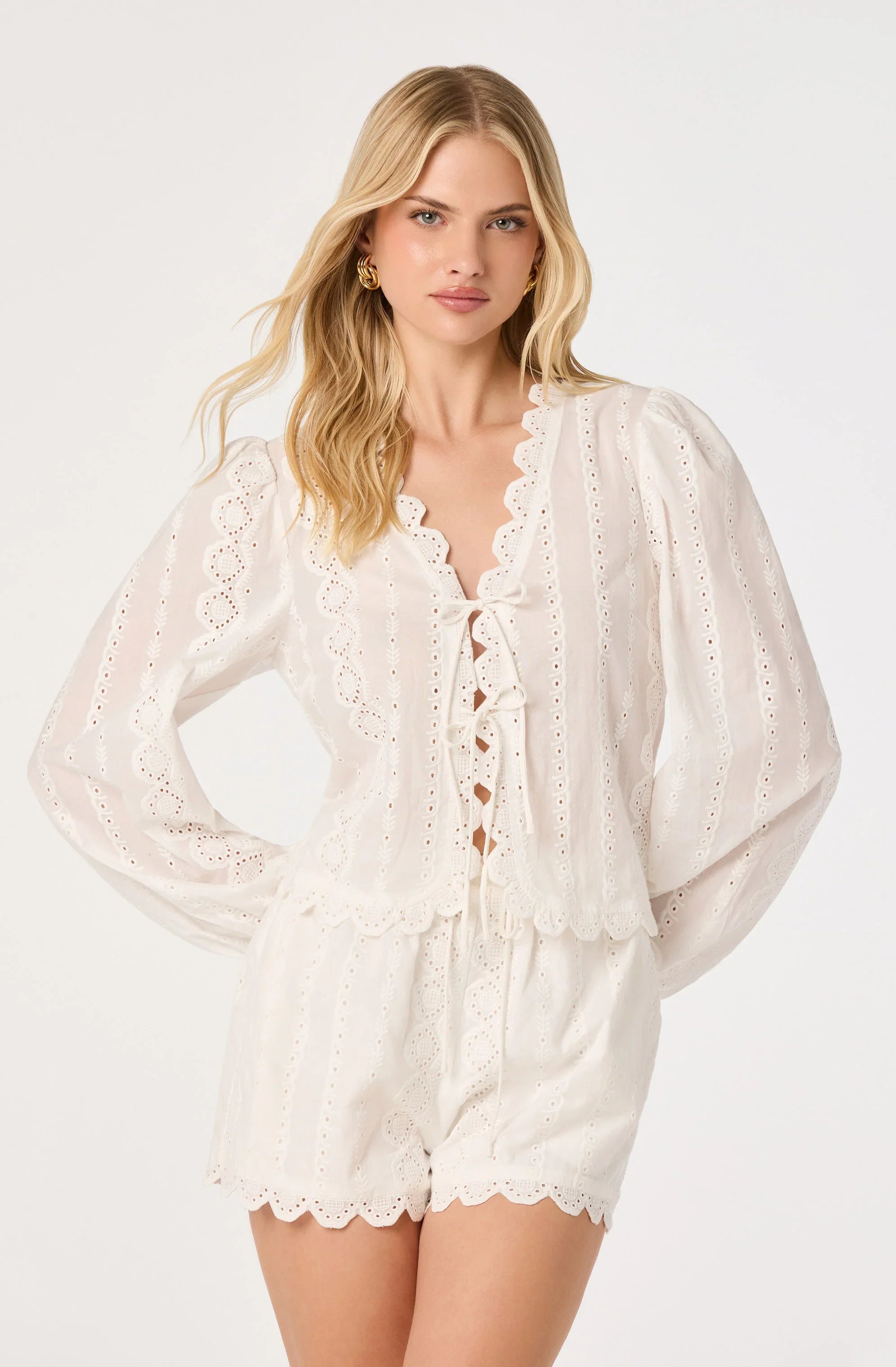 Inixyf Leah Eyelet Embroidered Shorts