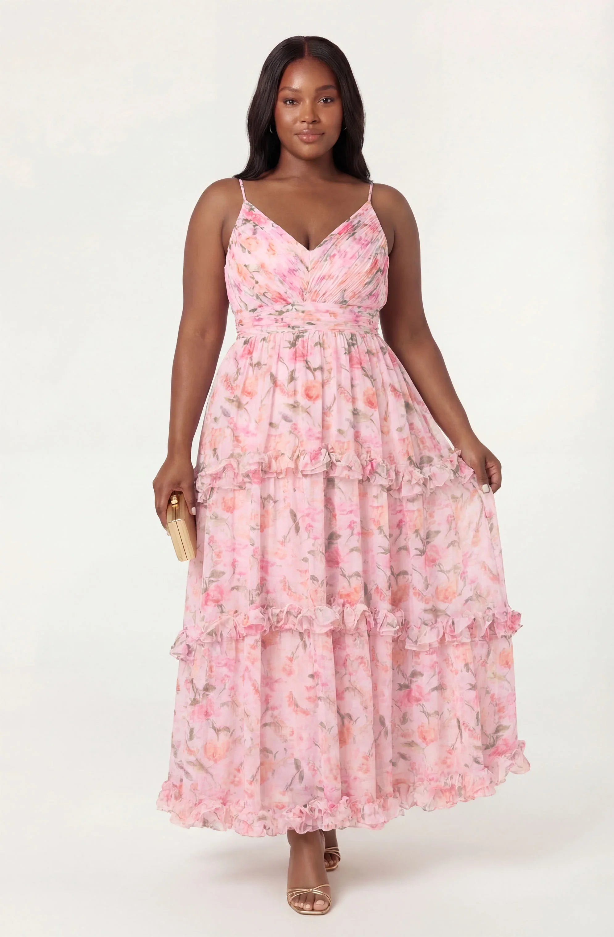 Inixyf Ayanna Floral Pleated Tiered Maxi Dress