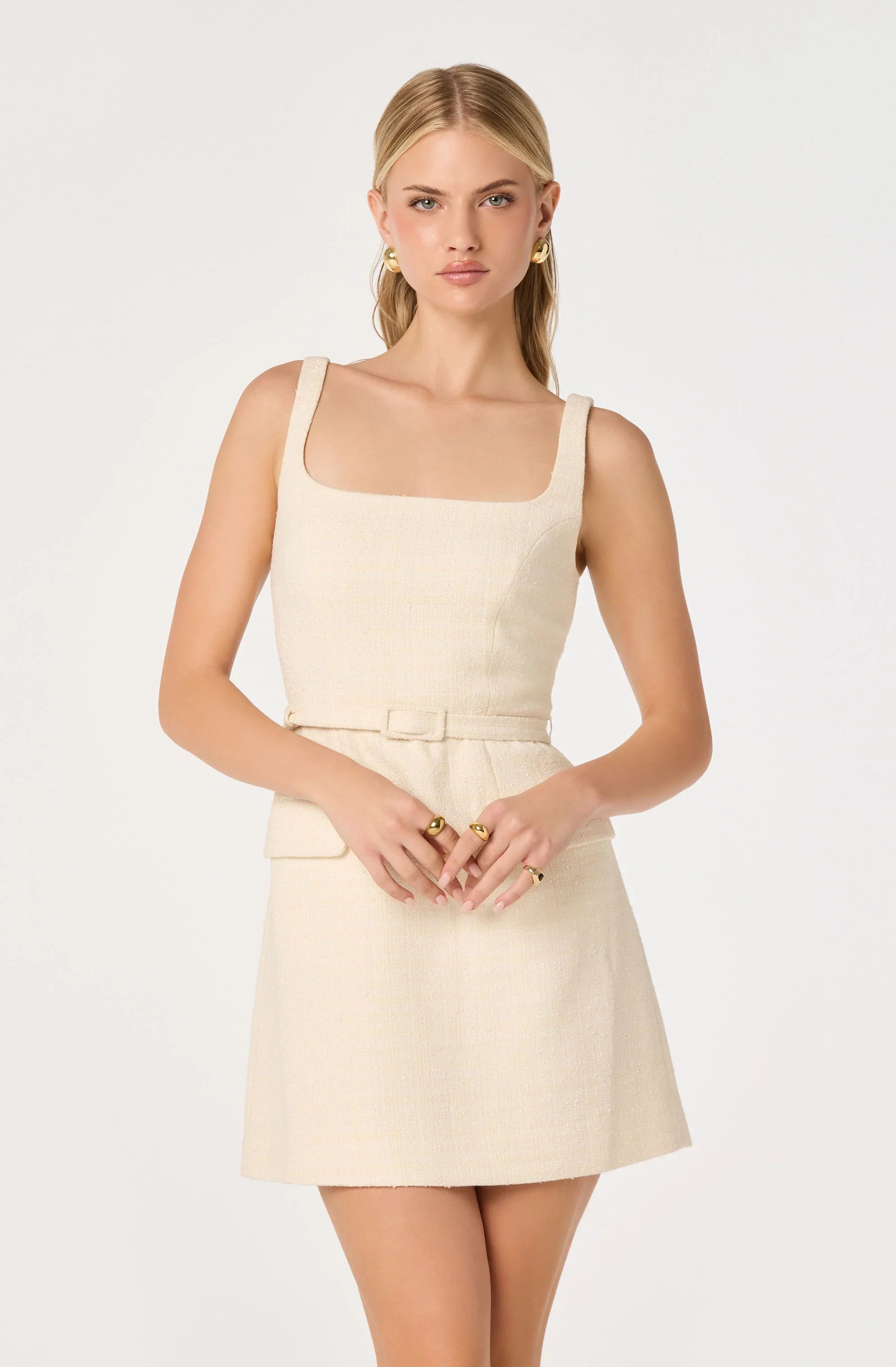 Lbruh Adelyn Belted Tweed Mini Dress