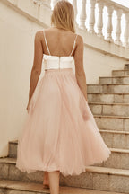 Jasmine Organza Mesh Elasticated Waist Midi Skirt Baby Pink